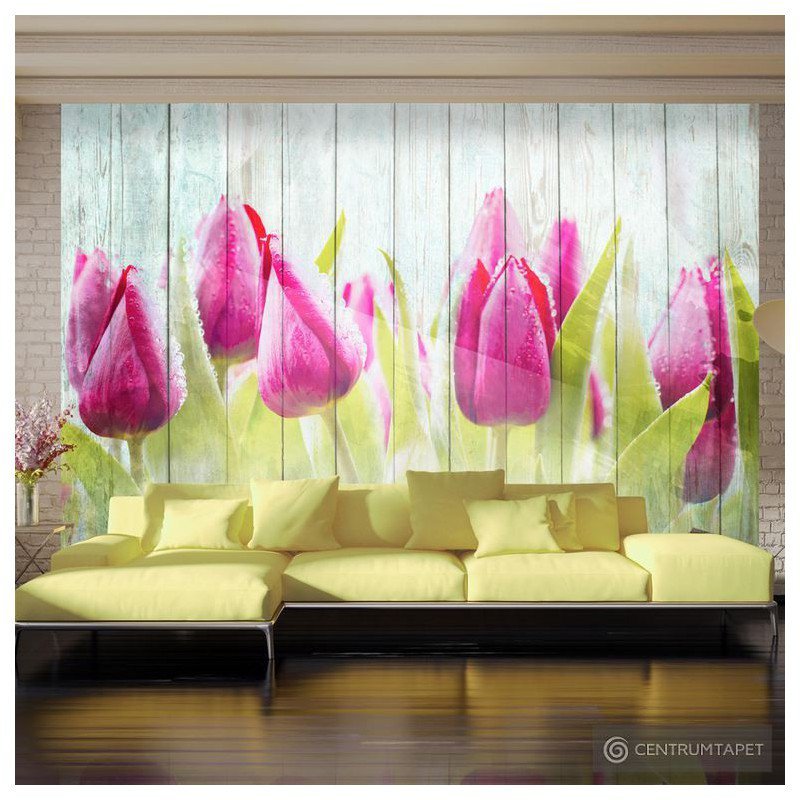 Fototapeta Tulipany na białym drewnie 10110906-128