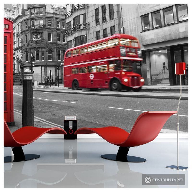 Fototapeta 100404-6 Londyn: czerwony autobus i budka telefoniczna