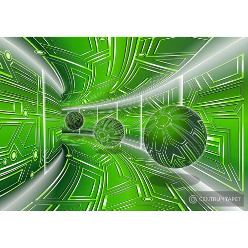 Fototapeta 10077 Zielony tunel 3D z kulami