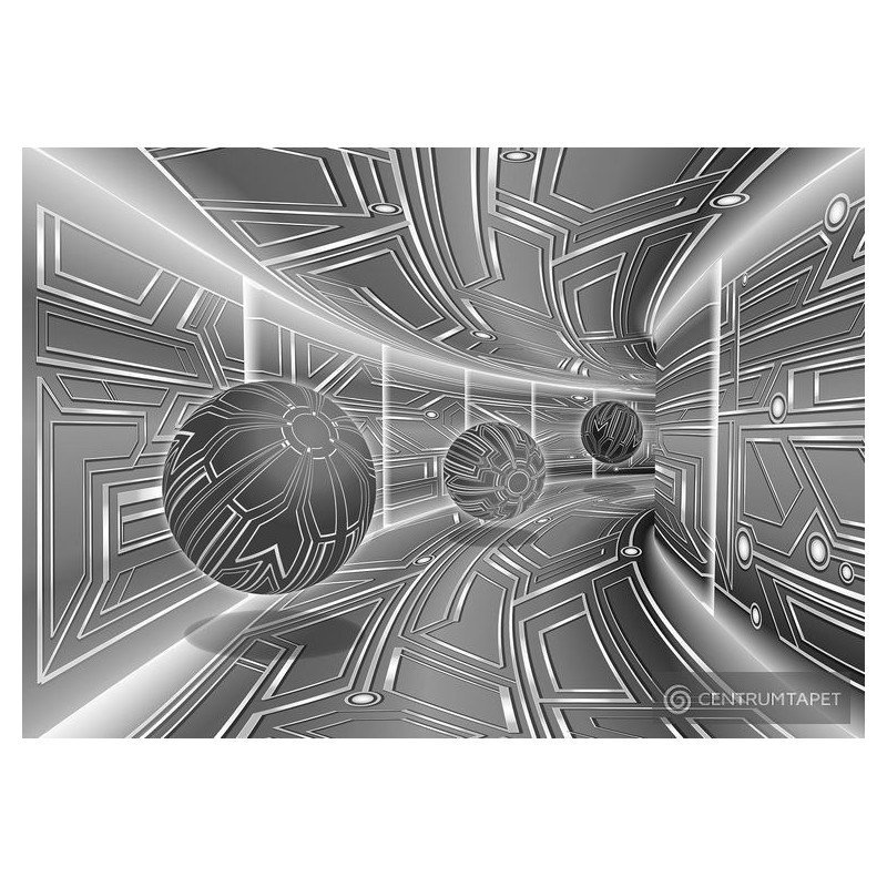 Fototapeta 10079 Szary tunel 3D z kulami Fototapeta 10079 Szary tunel 3D z kulami