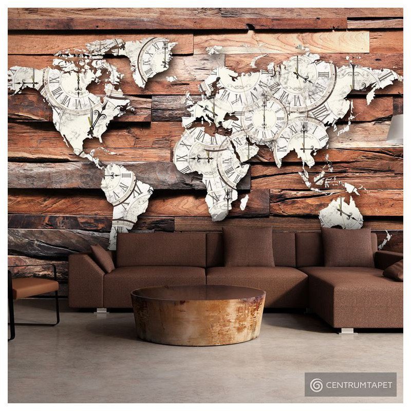 Fototapeta Mapa na drewnie k-A-0028-a-b