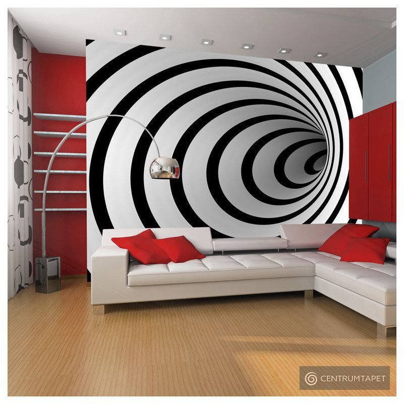 Fototapeta Czarno-biały tunel 3D 100401-6