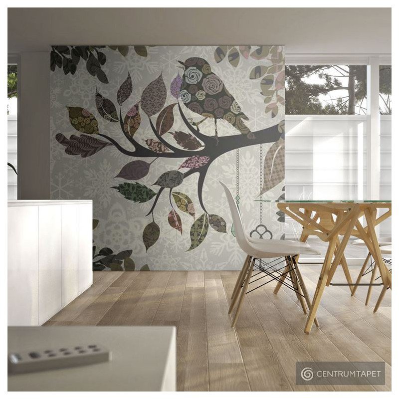 Fototapeta Ptaszek na gałęzi (patchwork) 100405-60
