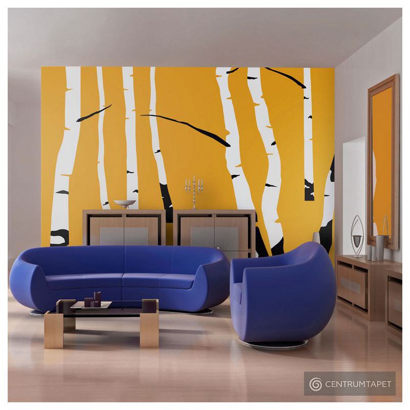 Fototapeta Birches on the orange background 10040903-1