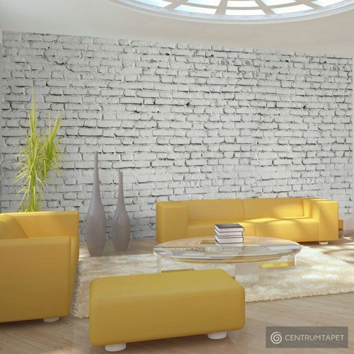 Fototapeta Ściana z białej surowej cegły 100705-4